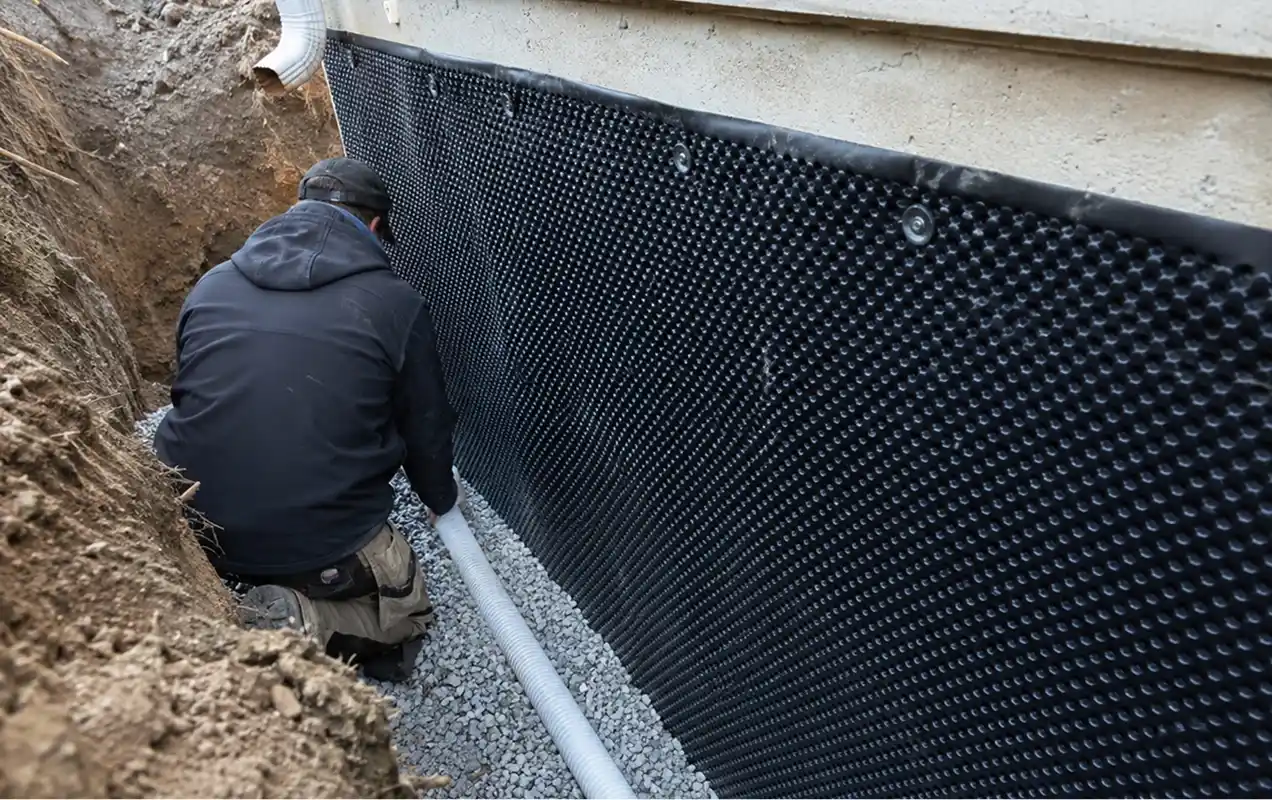 Remplacement du drain français membrane de fondation